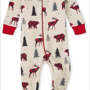 Carter's Beige and Red Plaid Animal Footie​